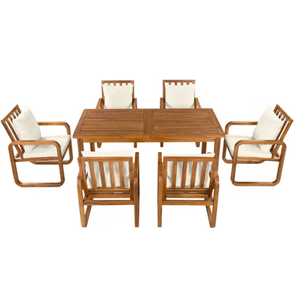 7 Piece Outdoor Patio Dining Set With Removable Cushions
