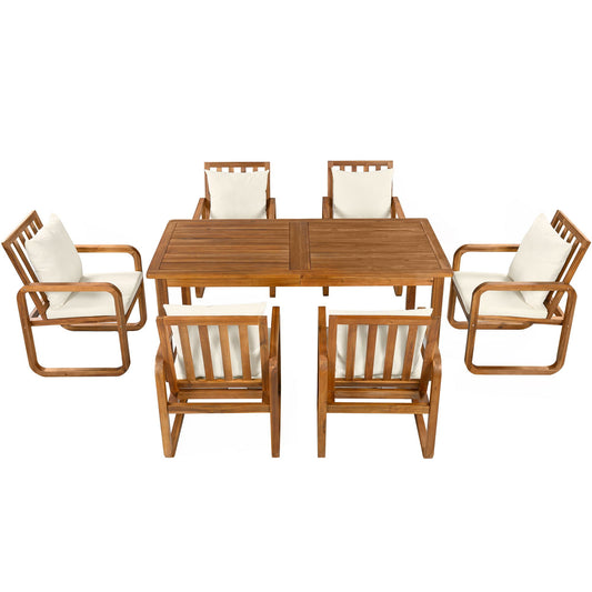 7 Piece Outdoor Patio Dining Set With Removable Cushions