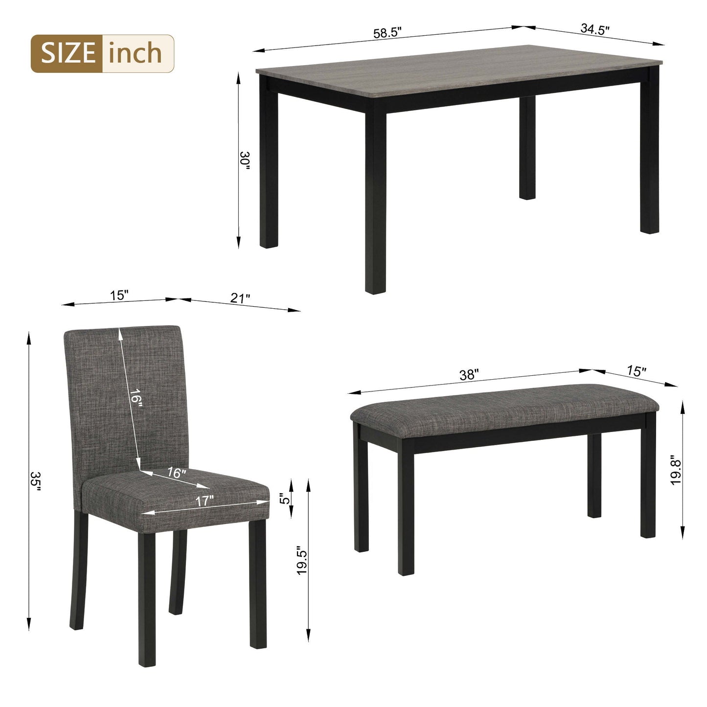 Modern Dining Table Set With Upholstered Chairs For Dining Room