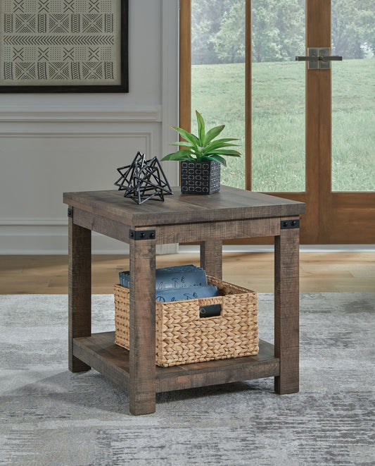 Hollum - Square End Table - Rustic Brown