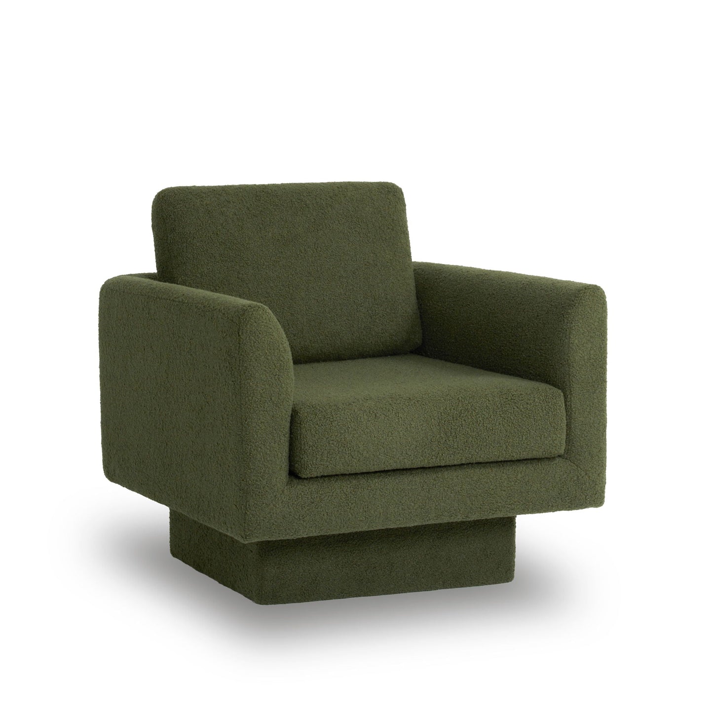 360° Modern Swivel Accent Chair Round Armchair, Thick Padded Single Lounge Sofa Upholstered Comfy - Green
