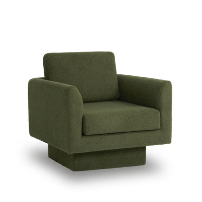 360° Modern Swivel Accent Chair Round Armchair, Thick Padded Single Lounge Sofa Upholstered Comfy - Green