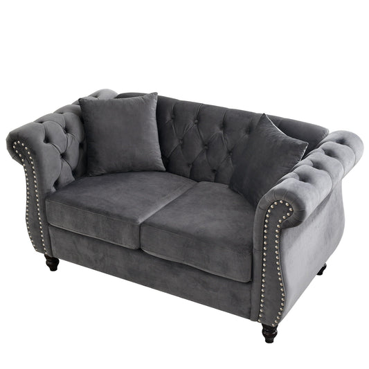 Chesterfield Sofa With Rolled Arms And Nailhead Trim