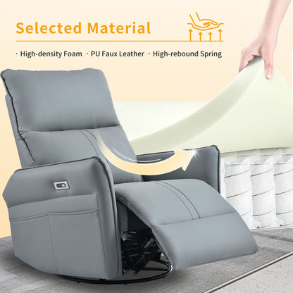 270° Power Swivel Rocker Glider Recliner Chair With USB Ports