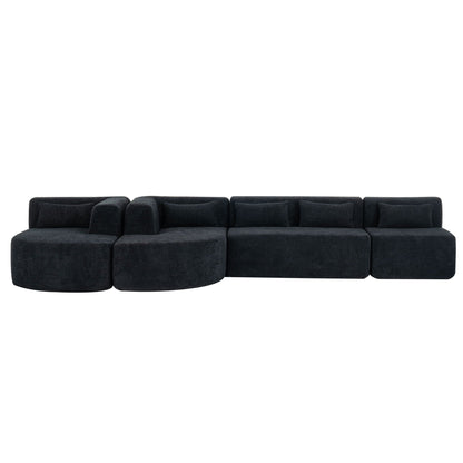Upholstered Sofa Free Combined Sofa Couch With 2 Chaise Lounge And Five Back Pillows For Living Room