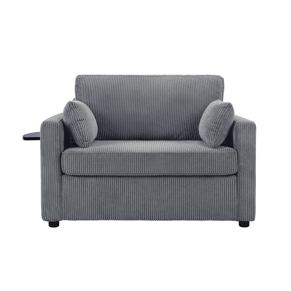 Sleeper Sofa With Foldable Mattress, USB Ports, Side Table & Storage Pocket
