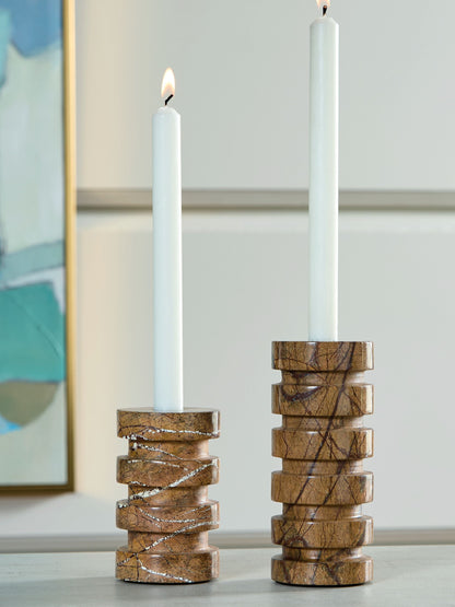 Emsleyfield - Candle Holder Set (Set of 2) - Tan