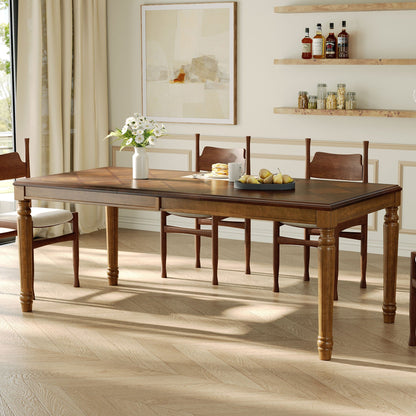 Rectangular Dining Table With Framed Top And Turned Legs - Walnut
