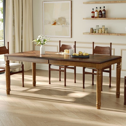 Rectangular Dining Table With Framed Top And Turned Legs - Walnut
