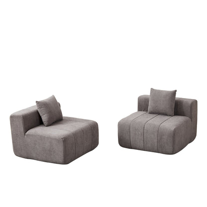 Modular Sectional Sofa With 2 Pillows, Symmetrical Design