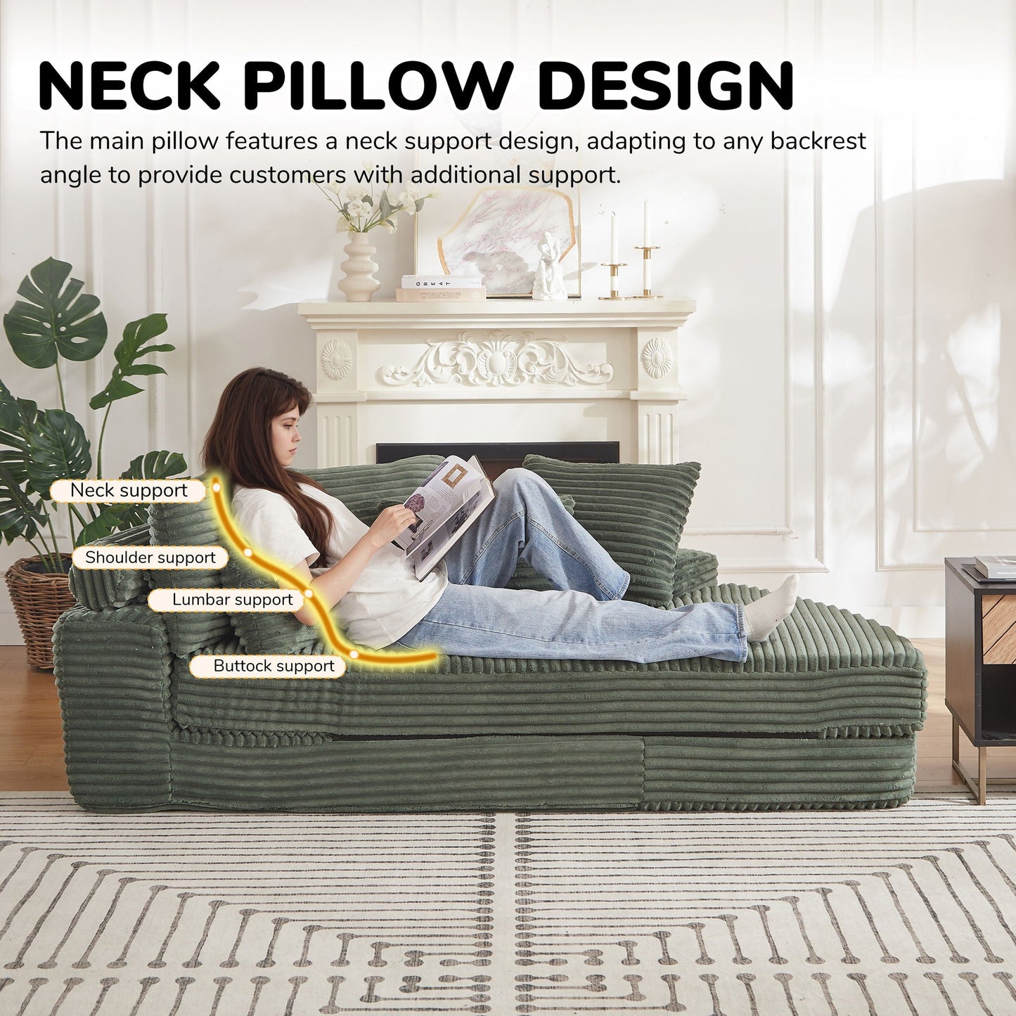 Semi Circular 2 In 1 Sofa Bed With Neck Pillow