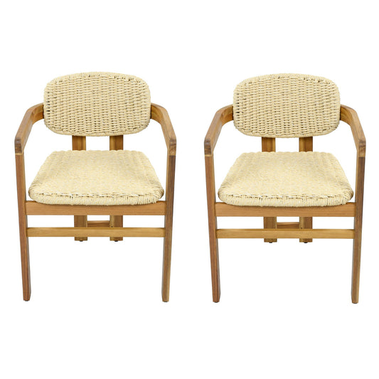 Outdoor Accent Armchairs For Patio (Set of 2) - Natural / Teak