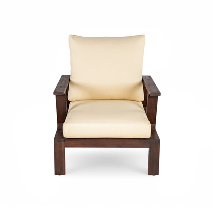 Outdoor Accent Lounge Chair For Patios - Beige / Dark Brown