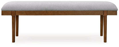 Lyncott - Large Upholstered Dining Room Bench - Gray / Brown