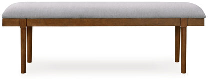 Lyncott - Large Upholstered Dining Room Bench - Gray / Brown