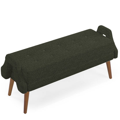 Modern Living Room Bench With Looped Yarn Fabric And Rubber Wooden Legs