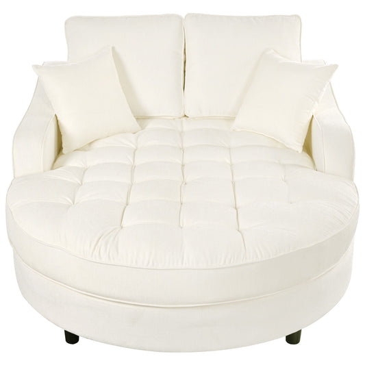 Modern Chaise Lounge Upholstered Sofa Couch With Tufted Seat And Detachable Pillows For Living Room