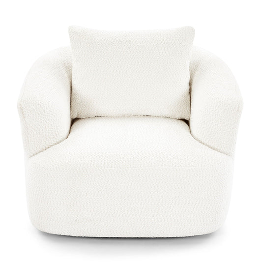 360° Swivel Barrel Sofa Chair With Throw Pillow, Upholstered Accent Chair