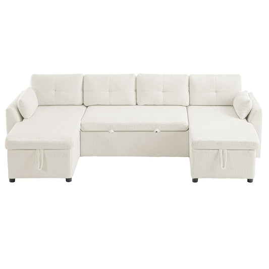 U-Shaped Sectional Sofa Bed With Storage And USB Ports