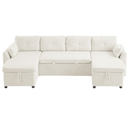 U-Shaped Sectional Sofa Bed With Storage And USB Ports