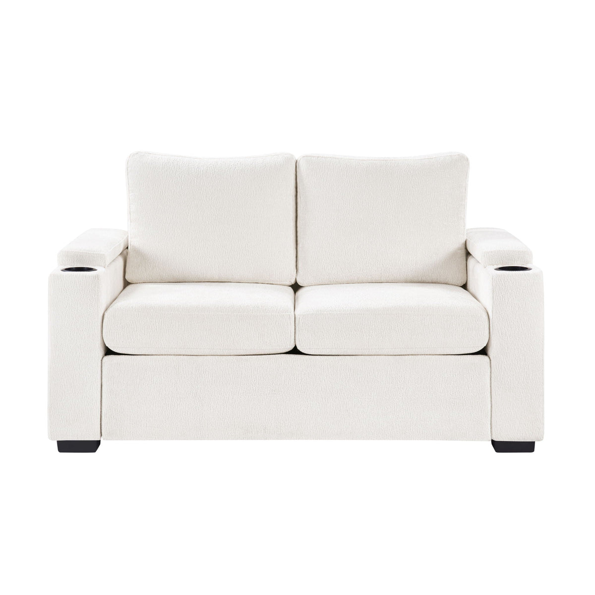 Pull Out Sofa Bed Loveseat With Twin Mattress, Cup Holders And Arm Storage