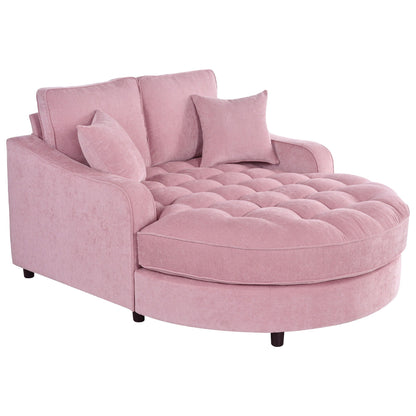 Modern Chaise Lounge Upholstered Sofa Couch With Tufted Seat And Detachable Pillows For Living Room