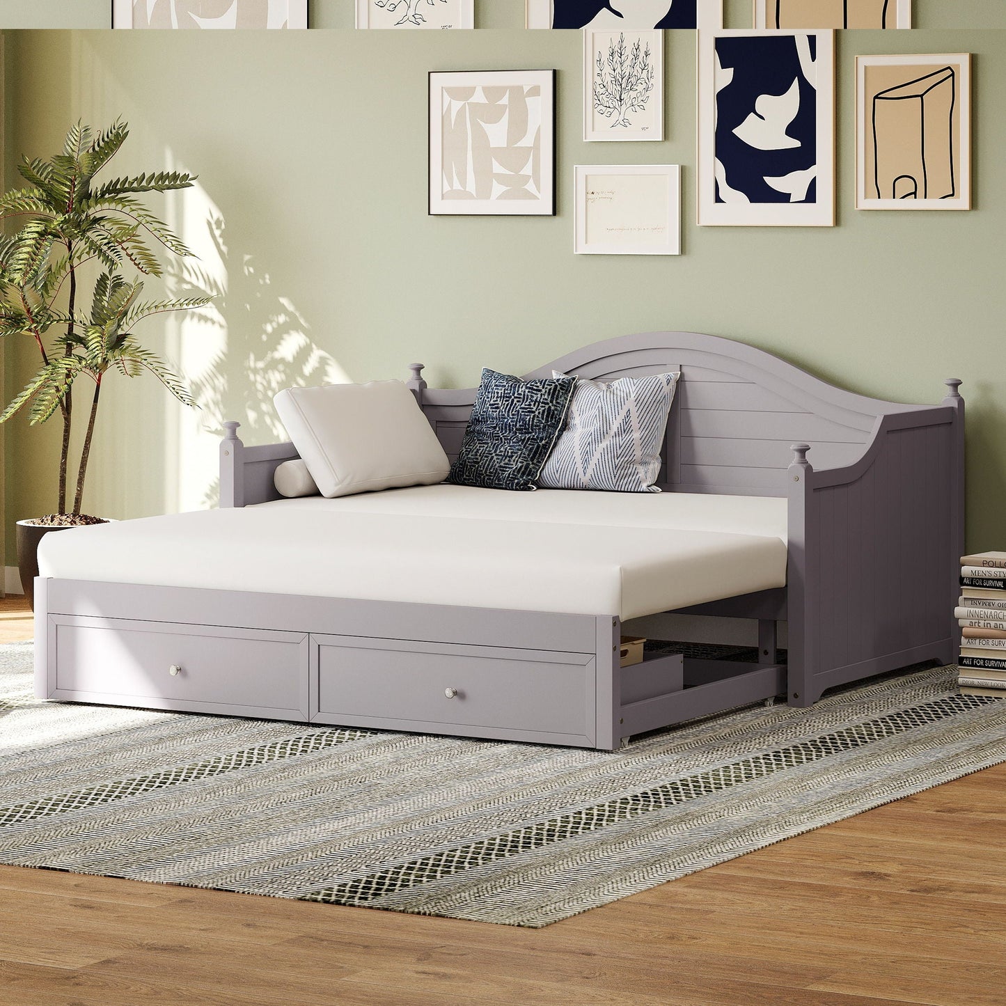 Daybed With Extendable Trundle And Storage Drawers