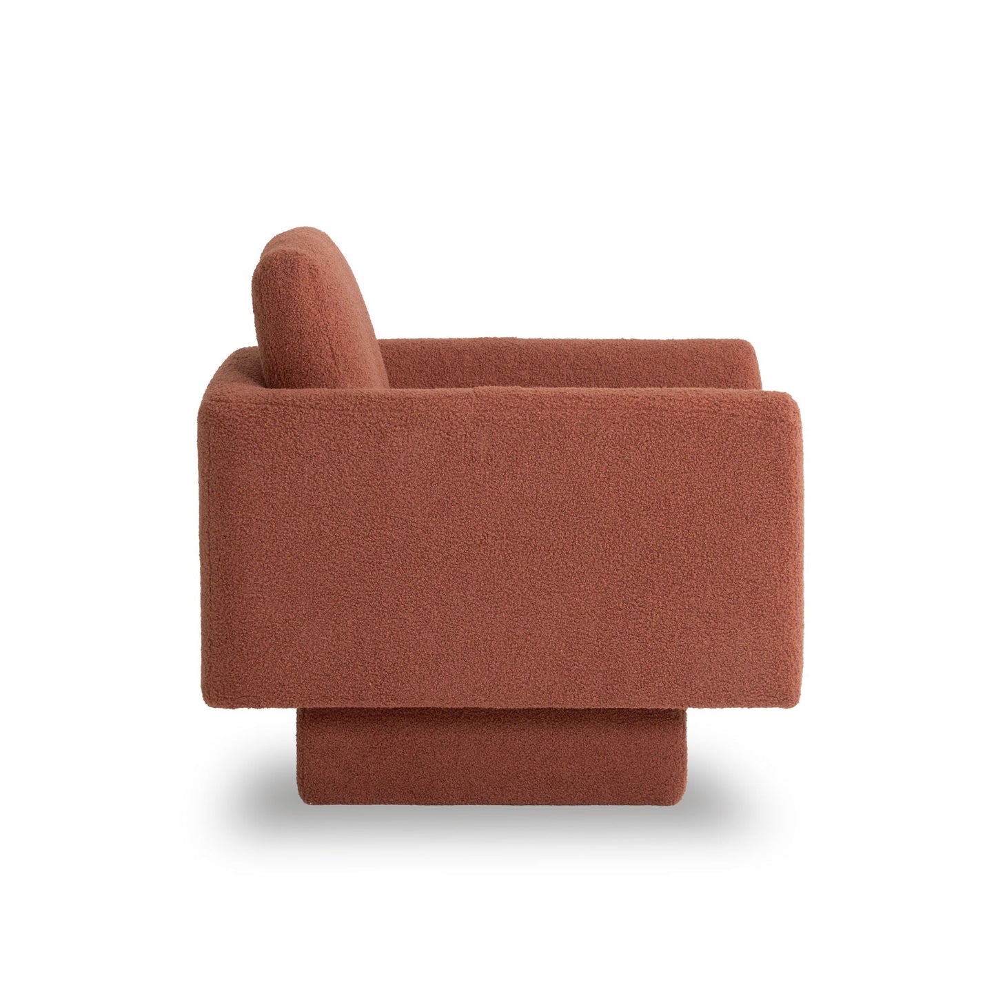 360° Modern Swivel Accent Chairs Round Armchair, Thick Padded Lounge Sofa Upholstered Comfy (Set of 2) - Brick Red