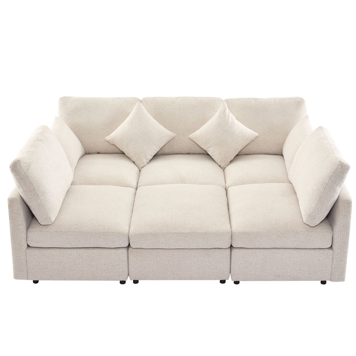 Sectional Sofa Modular U-Shaped With Ottoman & USB Ports