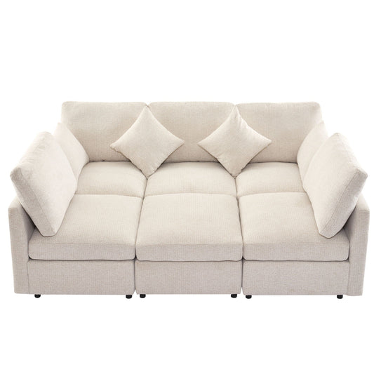 Sectional Sofa Modular U-Shaped With Ottoman & USB Ports