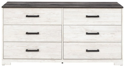 Shawburn - Six Drawer Dresser - Pewter-tone pulls - White / Black / Gray