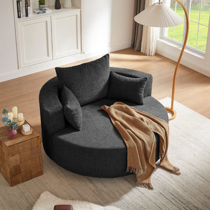 360° Swivel Chair Accent Barrel Chair With Removable Pillows