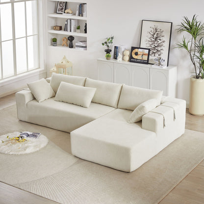 Modern Chenille Upholstered Sectional Sofa Couch Set With 6 Pillows,Free Combination