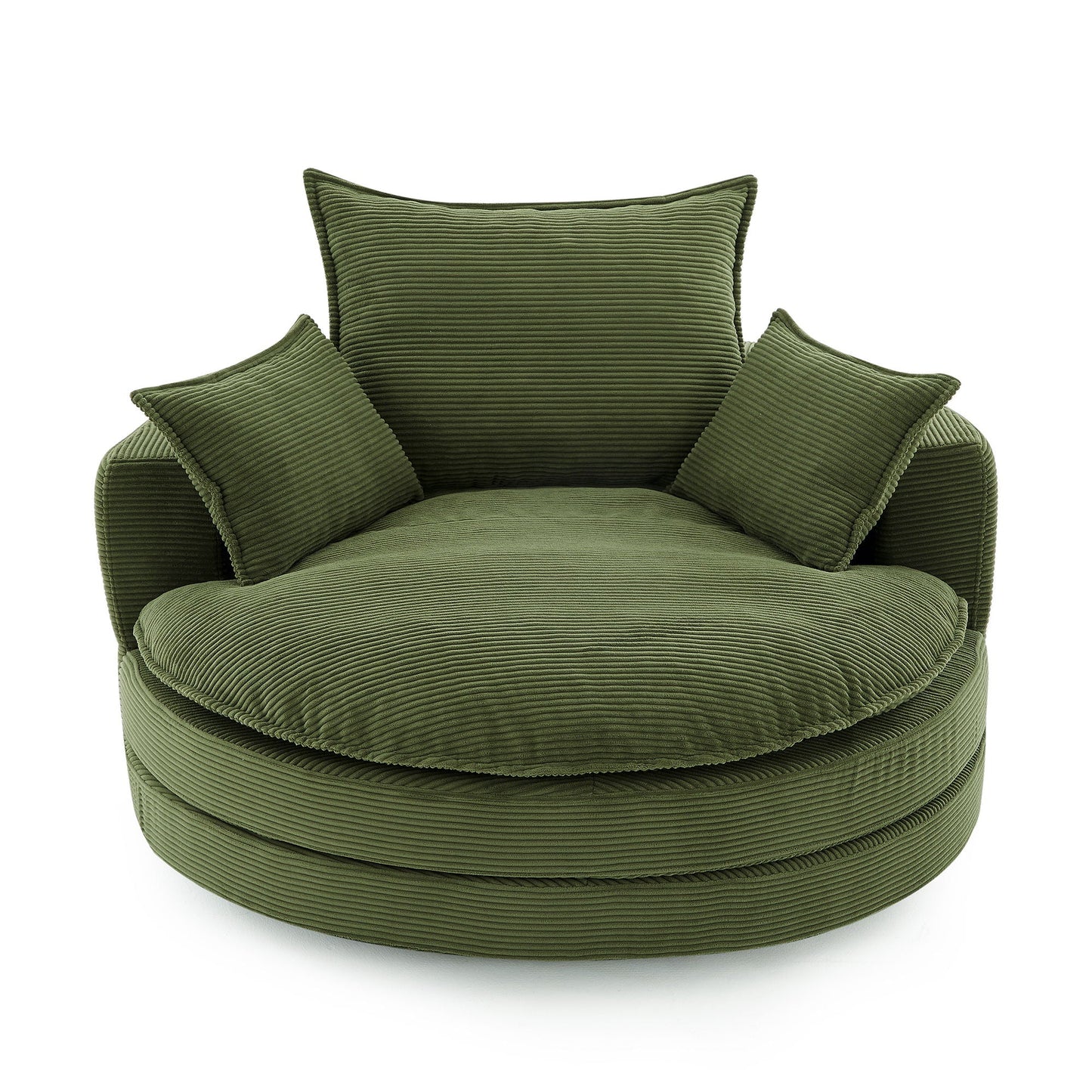 360° Swivel Accent Barrel Chair With Dual Layer Cushion And 3 Removable Pillows