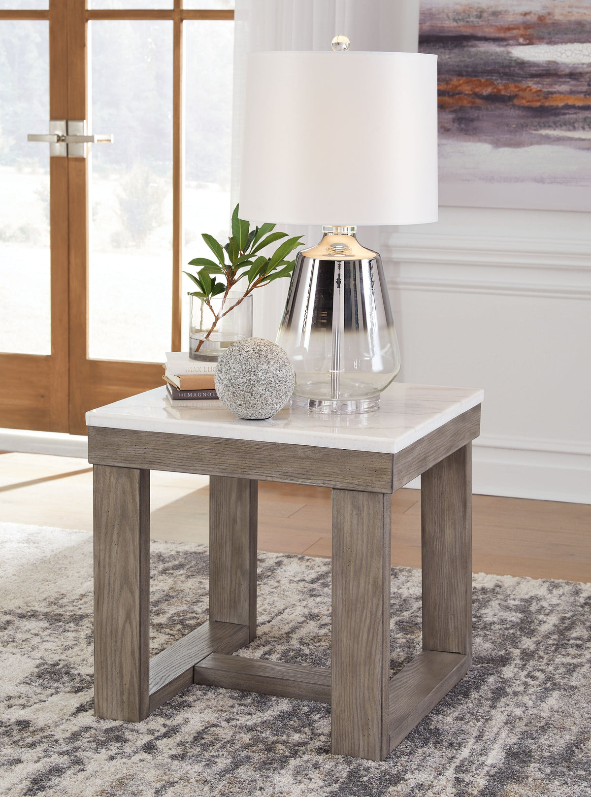 Loyaska - Square End Table - Brown / Ivory
