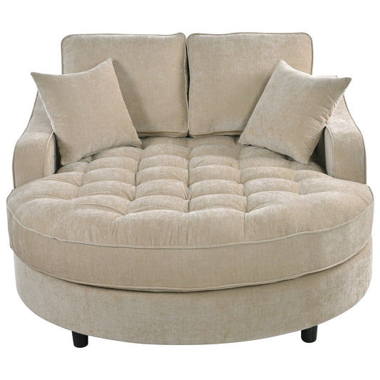 Modern Chaise Lounge Upholstered Sofa Couch With Tufted Seat And Detachable Pillows For Living Room