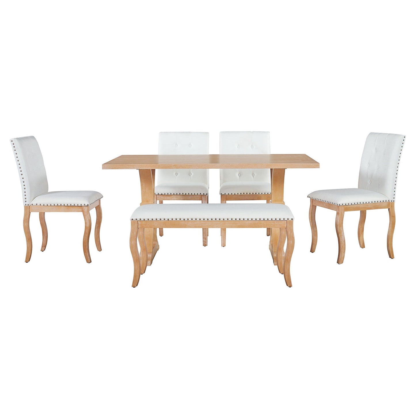 Dining Set With Bench, 6 Piece