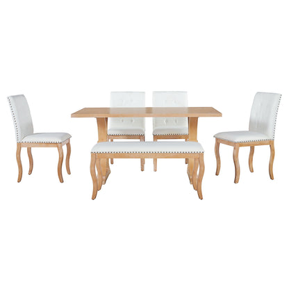 Dining Set With Bench, 6 Piece