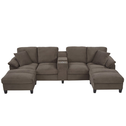 Modern U-Shaped Sectional Sofa With Storage Ottomans