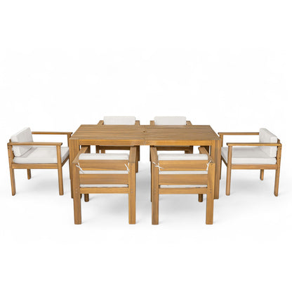 Rustic Patio Dining Set For 6 With Removable Cushions