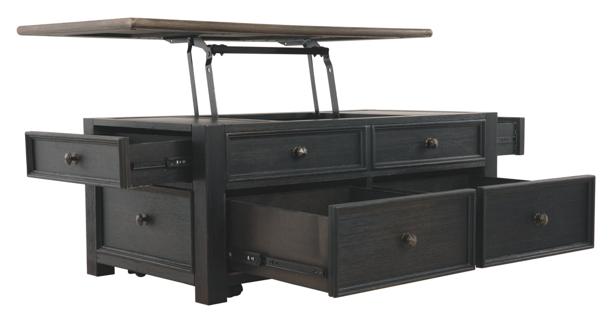 Tyler Creek - Lift Top Cocktail Table - Grayish Brown / Black