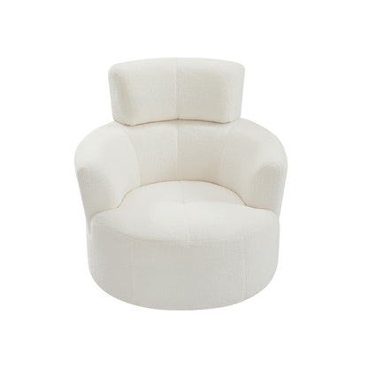 360° Swivel Chair Upholstered Accent Barrel Chair With Adjustable Headrest