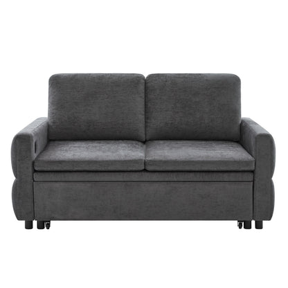 Convertible Sofa Bed Loveseat With Adjustable Backrest And USB Ports