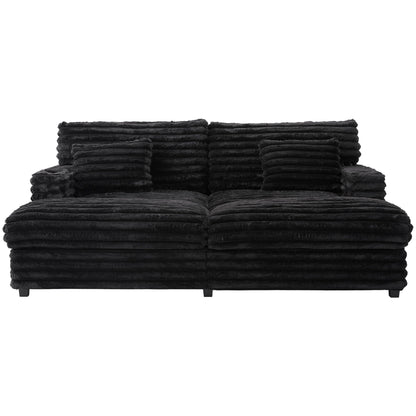 Oversized Double Chaise Lounge Sofa With USB Ports And Cup Holders