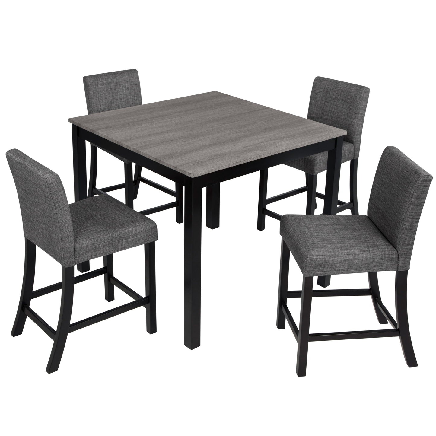 5 Piece Counter Height Table Set, Square Table And 4 Upholstered Chairs