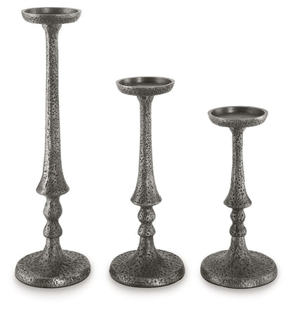 Eravell - Candle Holder Set (Set of 3) - Pewter Finish