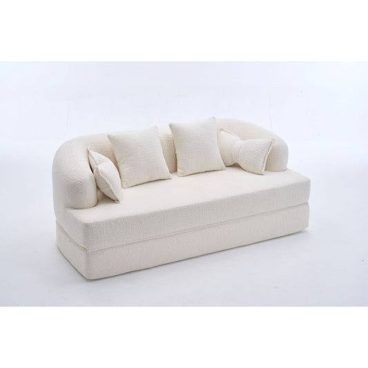 Foldable Sofa Bed, Boneless Couch Convertible Sleeper With 4 Pillows