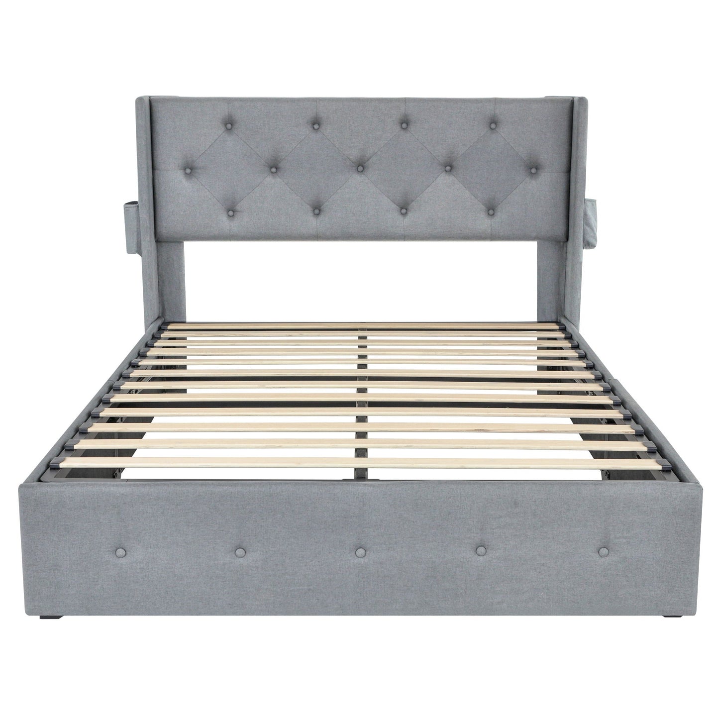 Bed With Gas Lift Storage, USB Ports