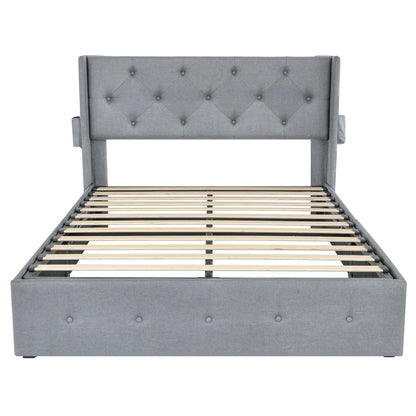 Bed With Gas Lift Storage, USB Ports