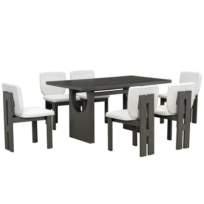 Dining Table Set For 6 With Upholstered Chairs